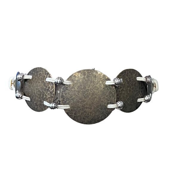 Large Copper Tone Disc Waist Belt Rope Nautical BOHO Southwestern Hippie‎ to 26" - Picture 9 of 12